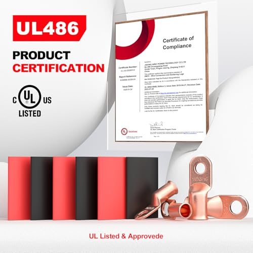 AIRIC 10 PCS UL Listed 1/0 AWG - 5/16" Battery Cable Lugs, Heat Shrink Ring Terminals End, Copper Cable Ends, Wiring Connector Terminal, Electrical Crimp Connectors, Wire Lug for 1/0 Gauge Wires - Image 3