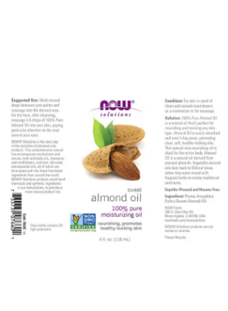 now Pure Sweet Almond Moisturizing Oil Clear 118ml - Image 3