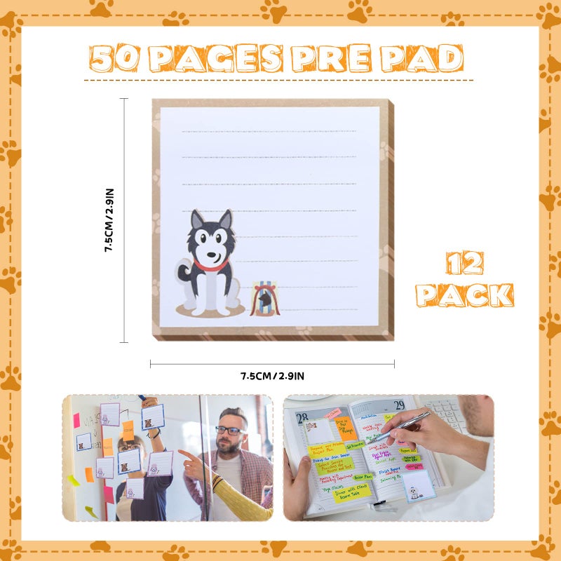 Handepo 12 Pack Dog Sticky Notes Bulk Small to Do List Funny Cute Animals Notepad Supplies for Office School Gifts, 600 Sheets in Total - Image 4