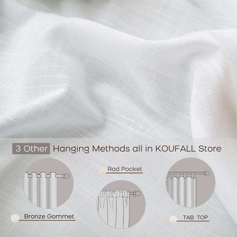 Koufall White Back Back Rod Rod Bocke Critains 60 × 108 لغرفة النوم - Image 3