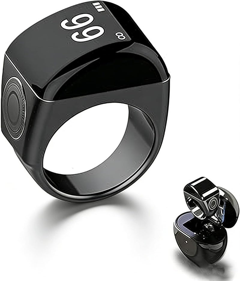 LINJIE Smart Tasbih Ring, Muslim Prayer Reminder with OLED Display, Tasbeeh Counter, IPX7 Waterproof Digital Zikr Ring with Charging Case, 22mm, OLED - Image 1