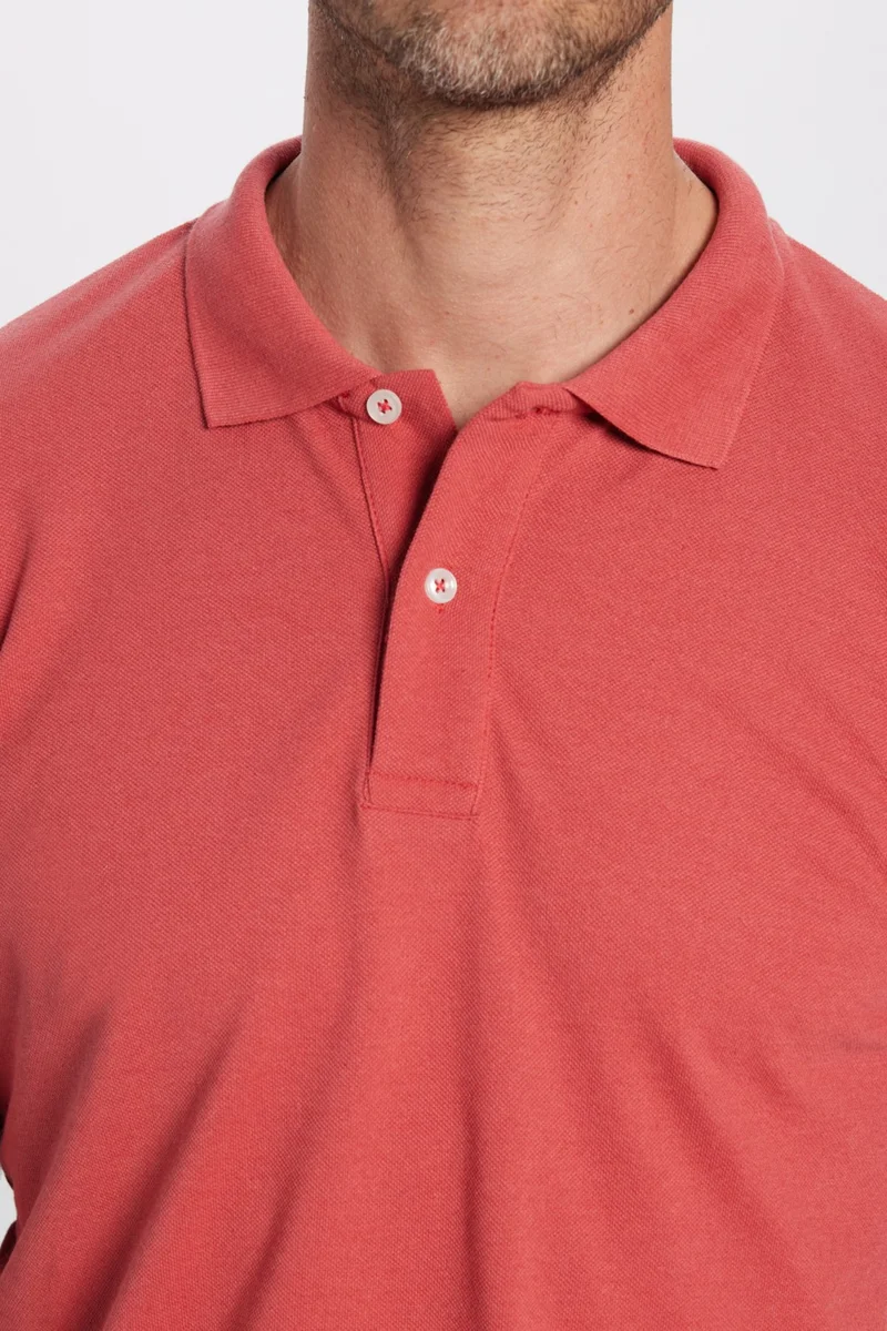 تودورس Men's Slim Fit Slim Cut Cotton Soft Texture Cool Fabric Plain Brick Color Polo Neck T-Shirt
