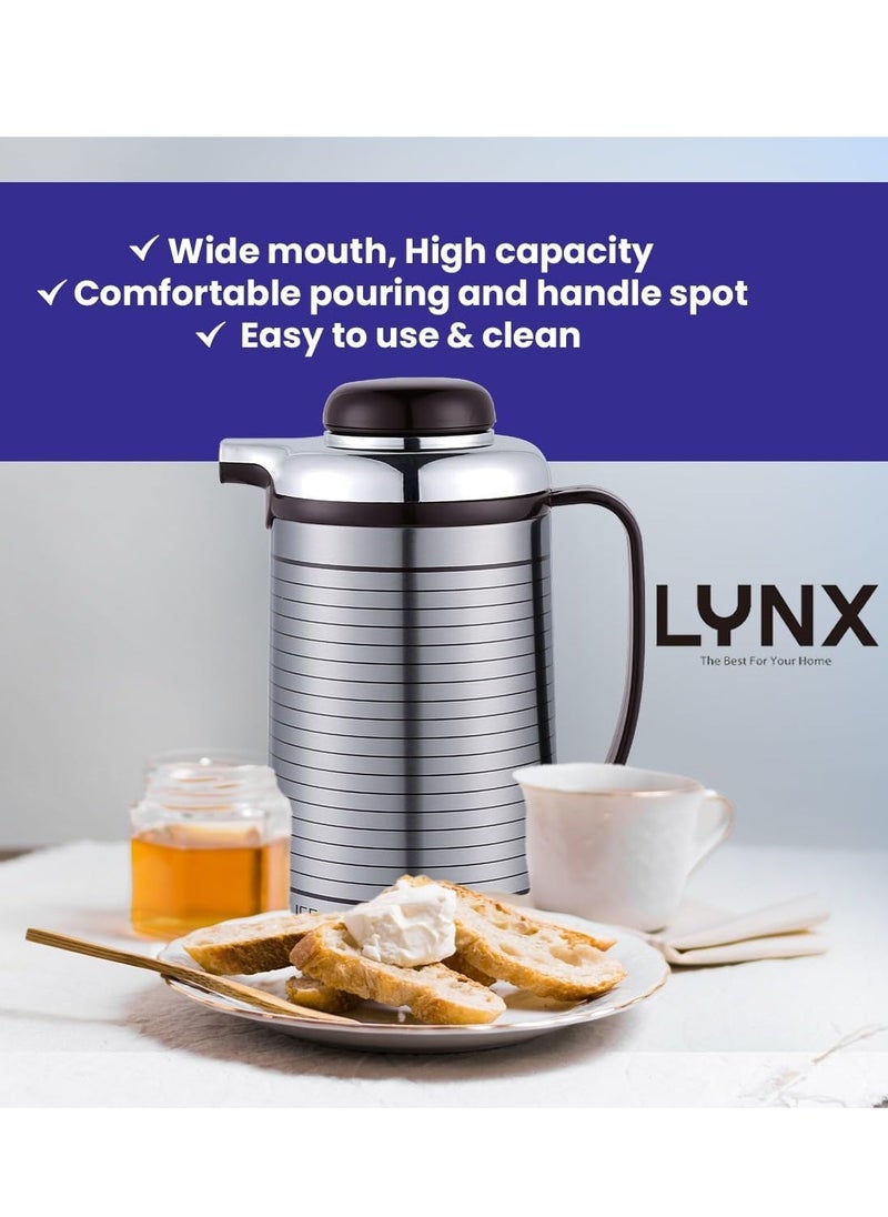 lynx Vacuum Flask - Coffee Heat Insulated Thermos For Keeping Hot - Cold Long Hour Heat - Cold Retention, Multi-Walled Vacuum For Coffee, Hot Water, Tea, Beverage | Ideal For Social 1.6 L LY-1106  - Image 2