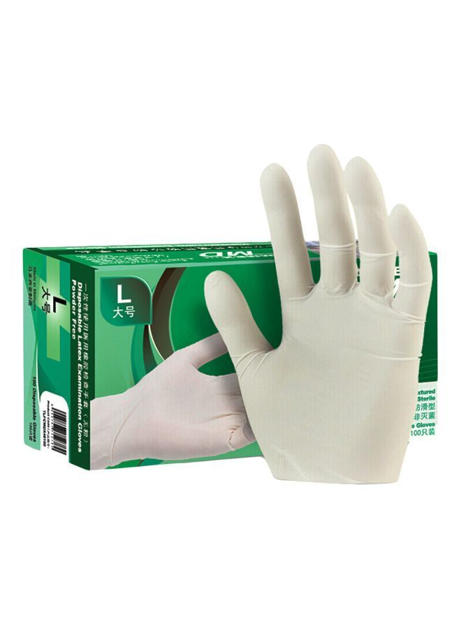 NIBEMINENT Pack Of 100-Piece Disposable Latex Gloves White 22x11.5x7centimeter  - Image 1