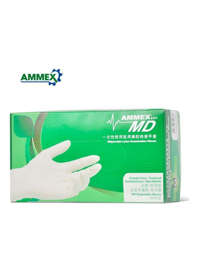NIBEMINENT Pack Of 100-Piece Disposable Latex Gloves White 22x11.5x7centimeter  - Image 4