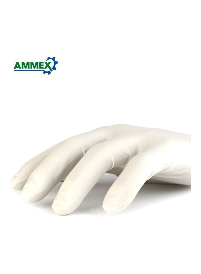 NIBEMINENT Pack Of 100-Piece Disposable Latex Gloves White 22x11.5x7centimeter  - Image 3