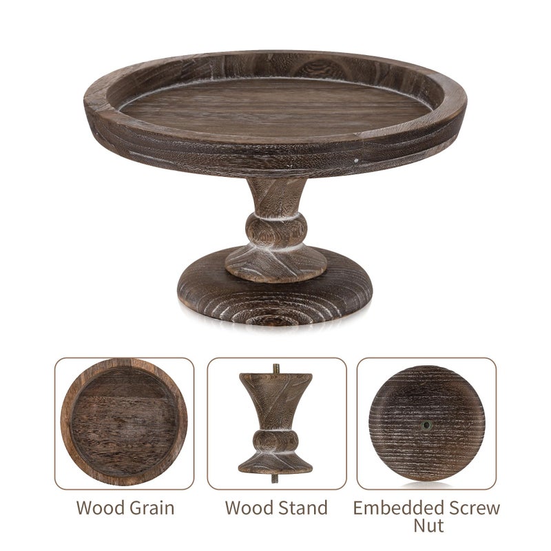 Hanobe Display Riser for Farmhouse Decor: Rustic Wooden Risers Round Decorative Pedestal Plate Stand Holder Tray for Candle, Cupcake, Plant - Image 5