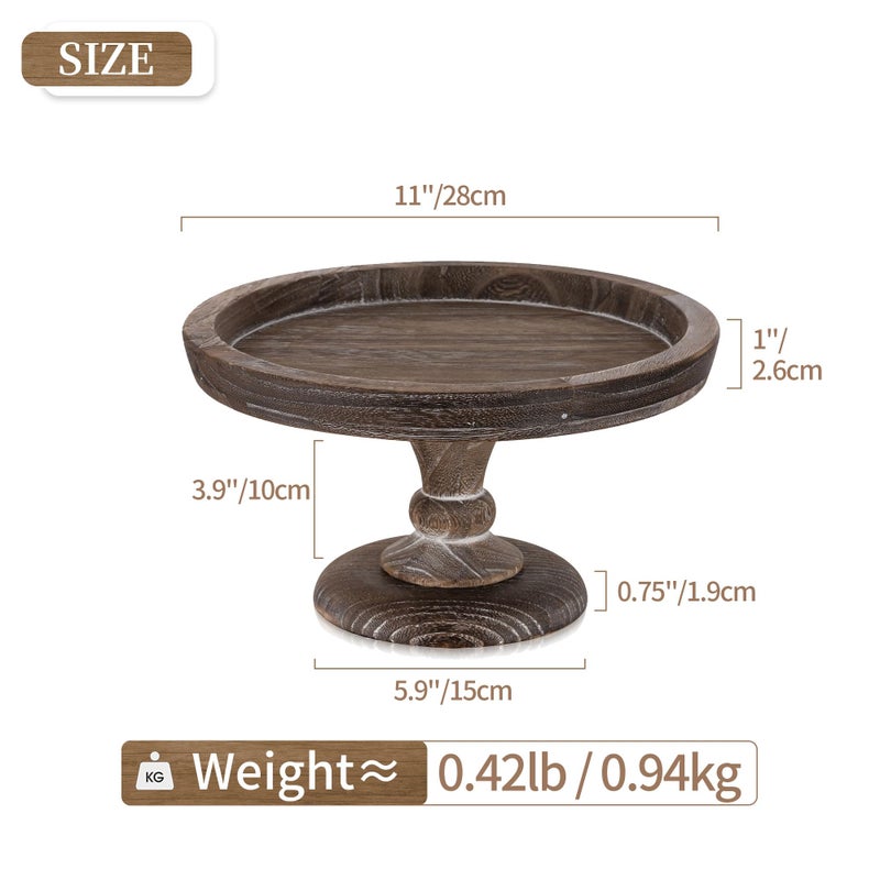 Hanobe Display Riser for Farmhouse Decor: Rustic Wooden Risers Round Decorative Pedestal Plate Stand Holder Tray for Candle, Cupcake, Plant - Image 3