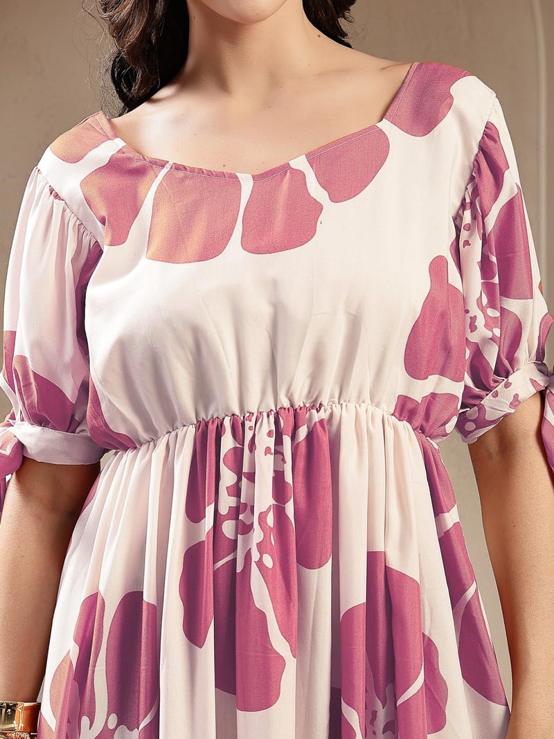 Stylum Women's Lavender Floral Printed Rayon Tiered Dress - Image 4