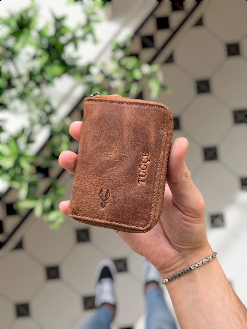 VISSO 661 Zippered Credit Card Holder Model Genuine Leather Bag Personalized Card Holder Wallet For Men & Women  - Image 5