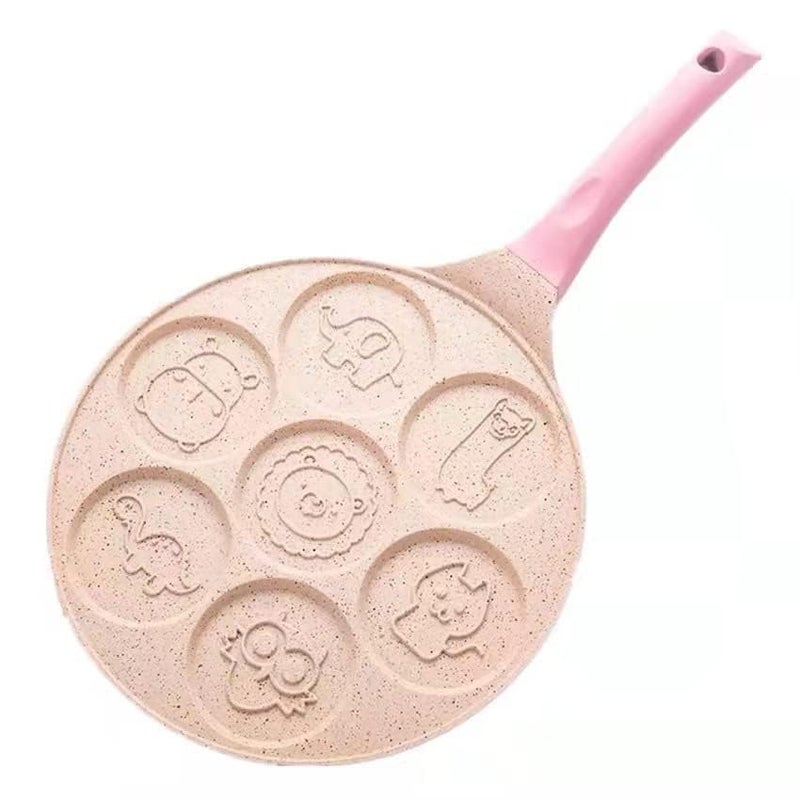 ZDQTRA ZDQTRA 7 Mini Hole Nonstick Pancake Maker with Handle,Griddle Crepe Omelet Egg pan for Gas Stove Friendly,Unique Cute Animal Design for Kids(1pcs/Multi Color)  - Image 4