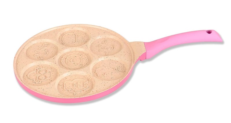 ZDQTRA ZDQTRA 7 Mini Hole Nonstick Pancake Maker with Handle,Griddle Crepe Omelet Egg pan for Gas Stove Friendly,Unique Cute Animal Design for Kids(1pcs/Multi Color)  - Image 2