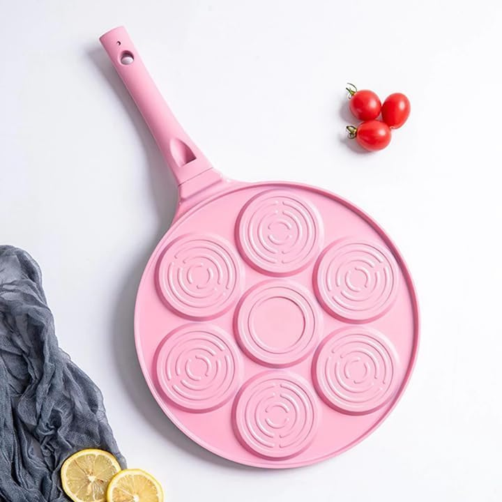 ZDQTRA ZDQTRA 7 Mini Hole Nonstick Pancake Maker with Handle,Griddle Crepe Omelet Egg pan for Gas Stove Friendly,Unique Cute Animal Design for Kids(1pcs/Multi Color)  - Image 3