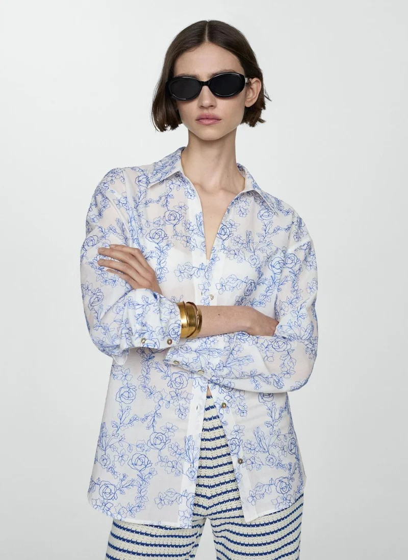 مانجو Shirt With Floral Embroidery