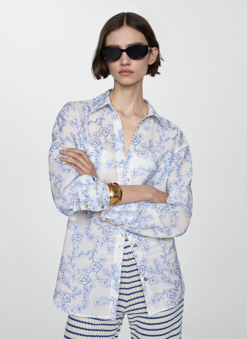 MANGO Shirt With Floral Embroidery  - Image 1