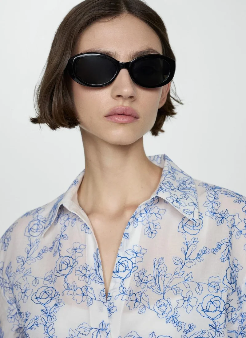 MANGO Shirt With Floral Embroidery