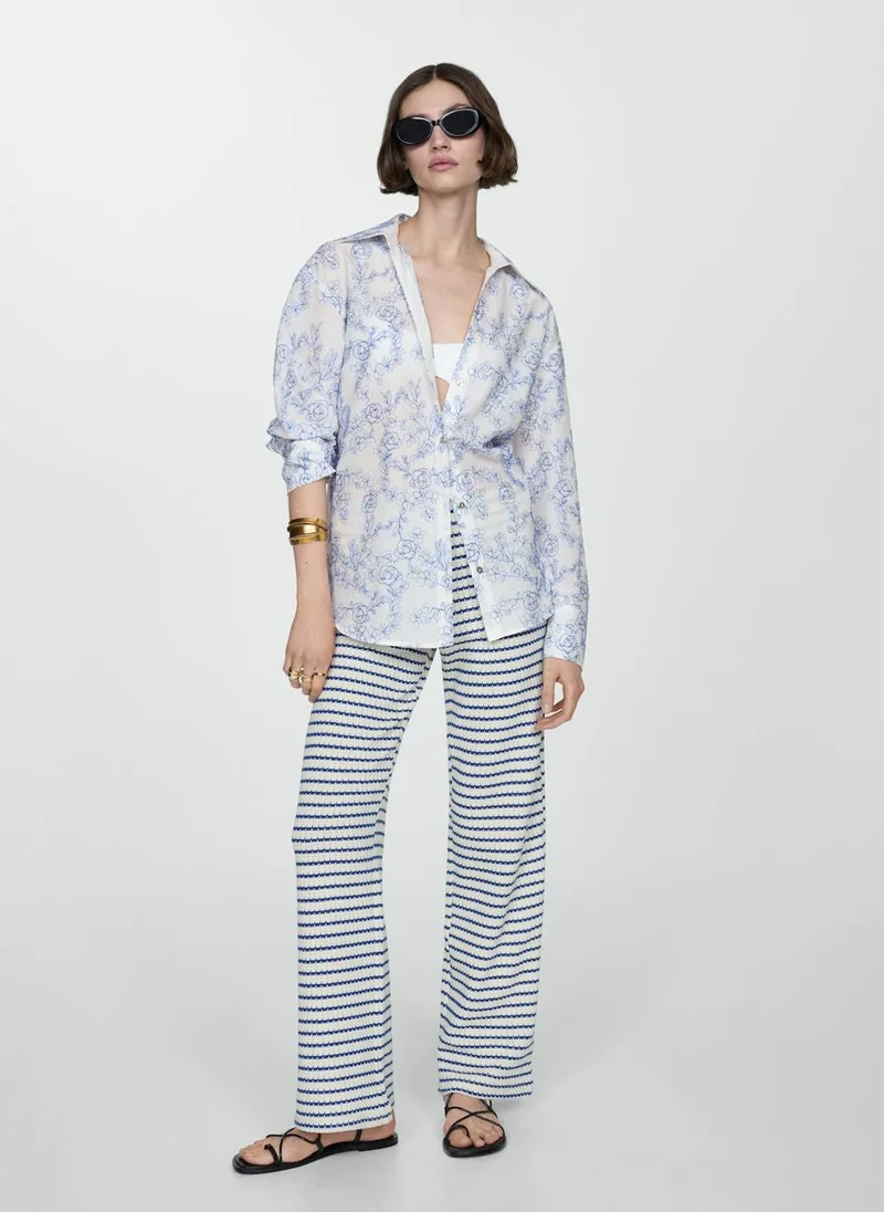 MANGO Shirt With Floral Embroidery