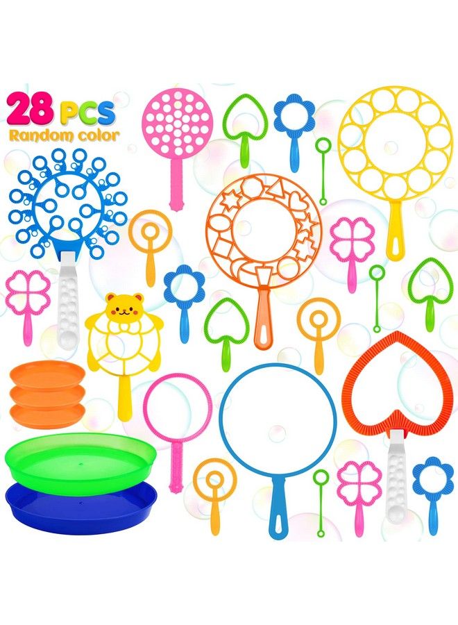 Roberly 28 Pcs Bubble Wands Set Big Bubble Wand Toys Set With Tray Bulk Funny Bubble Making Toys For Kids Summer Outdoor Activities Party Favors Giant Bubble Toys Gifts Birthday Games - Image 2