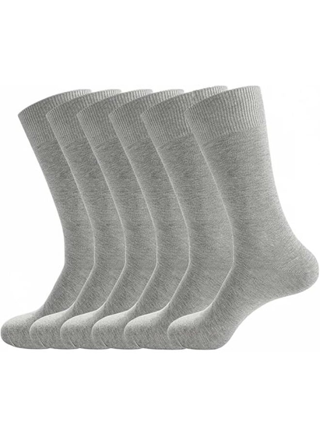 Mens Dress Socks, 6 Pairs Seamless Toe Soft Comfortable Combed Cotton Many Colors Long Mid Calf Crew Mens Socks Reinforced Heel n Toe - Image 1