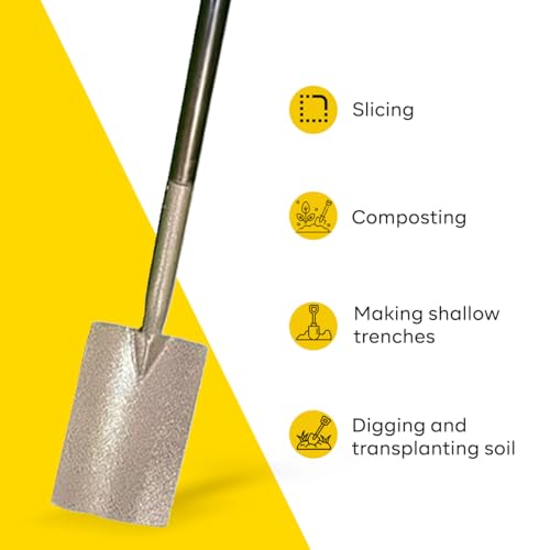 Yuvcon Shovel for Digging, Made of Metal for Heavy-Duty use, Lightweight, Easy to Carry Shovel for Gardening & Agriculture Digging Tool (Rectangle) - Image 4