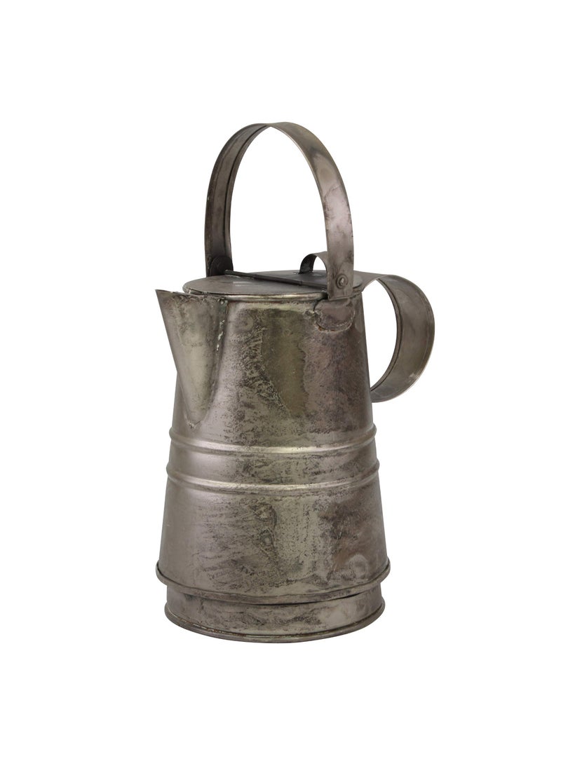 Stonebriar Stonebriar Decorative Antique Silver Metal Drinking Pitcher with Handle and Lid Rustic Industrial Home Decor Accents 