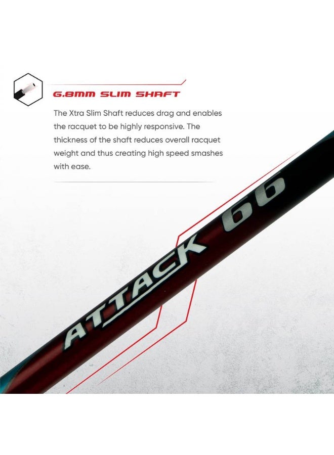 Apacs apacs ATTACK 66 (35LBS, 100% UHM GRAPHITE) Red Unstrung Badminton Racquet  (Pack of: 1, 82 g)  - Image 5