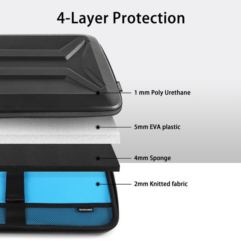 DOMISO 15.6-16 Inch Laptop Hard Case, Waterproof Shockproof Hard Shell Laptop Sleeve Protective Carrying Case with Retractable Handle for Macbook Pro/Lenovo IdeaPad Legion/HP ENVY/Dell XPS,Black - Image 4