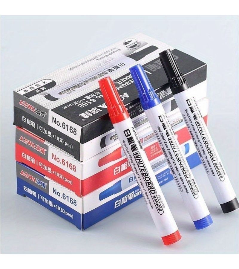 12 Pcs Black Erasable Whiteboard Marker Pens for Office School Teaching - Image 3