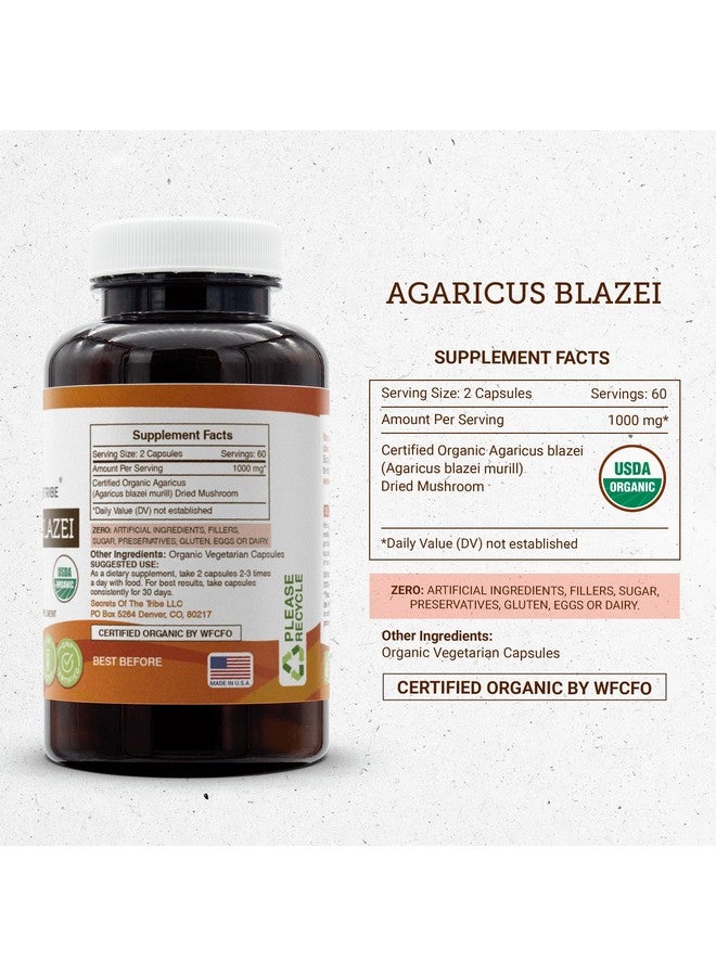 Secrets of the Tribe Secrets of the Tribe Agaricus Blazei USDA Organic 120 Capsules | Made with Organic Vegetarian Capsules and Organic Agaricus Blazei (Agaricus blazei murill) Dried Mushroom (120 Capsules) - Image 4