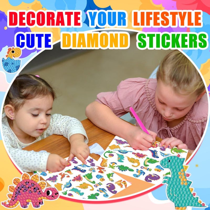 Labeol Diamond Art Kits for Kids Boys and Girls Ages 6-8-10-12 Easy to DIY Creative Diamond Art Sticker Craft by Numbers Kits for Kids and Adult Beginners (New Dinosaurs) - Image 4
