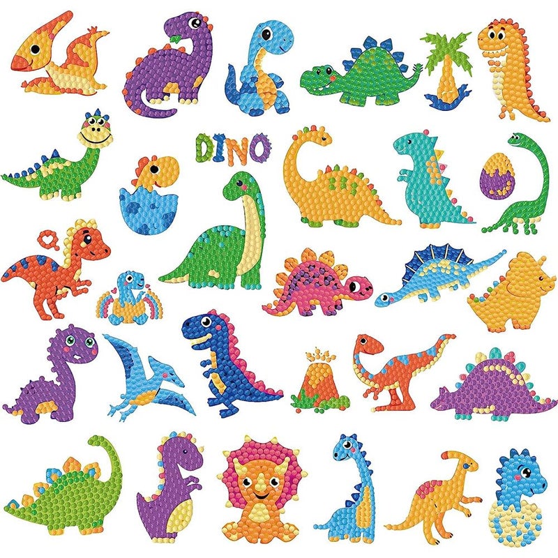 Labeol Diamond Art Kits for Kids Boys and Girls Ages 6-8-10-12 Easy to DIY Creative Diamond Art Sticker Craft by Numbers Kits for Kids and Adult Beginners (New Dinosaurs) - Image 1