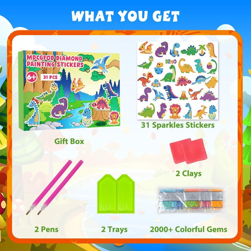 Labeol Diamond Art Kits for Kids Boys and Girls Ages 6-8-10-12 Easy to DIY Creative Diamond Art Sticker Craft by Numbers Kits for Kids and Adult Beginners (New Dinosaurs) - Image 5