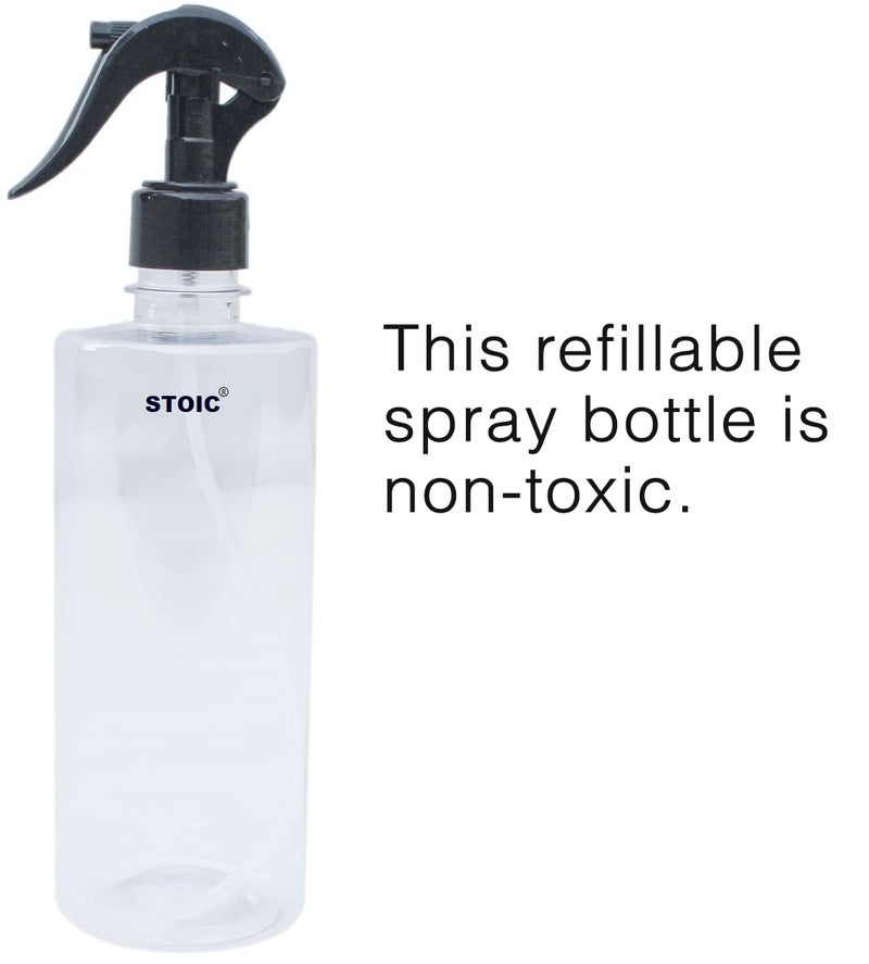 STOIC Empty Transparent Trigger Spray Bottle for Sprayer Unbreakable Plastic Sanitizer Multipurpose Mist Spray Bottle 300 ml Pack of 3 Black - Image 3