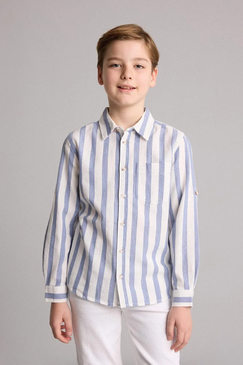 ديفاكتو Boy Regular Fit Printed Long Sleeve Shirt