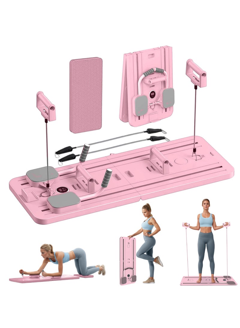 TMOHRA Pilates Board, بيلاتيس Pilates Reformer Set, 5 in1 Pilates Reformer Machine with Timer, Multi-Purpose Foldable Pilates Reformer Board for Home, Pilates Sliding Board for Home Women Men - Image 1