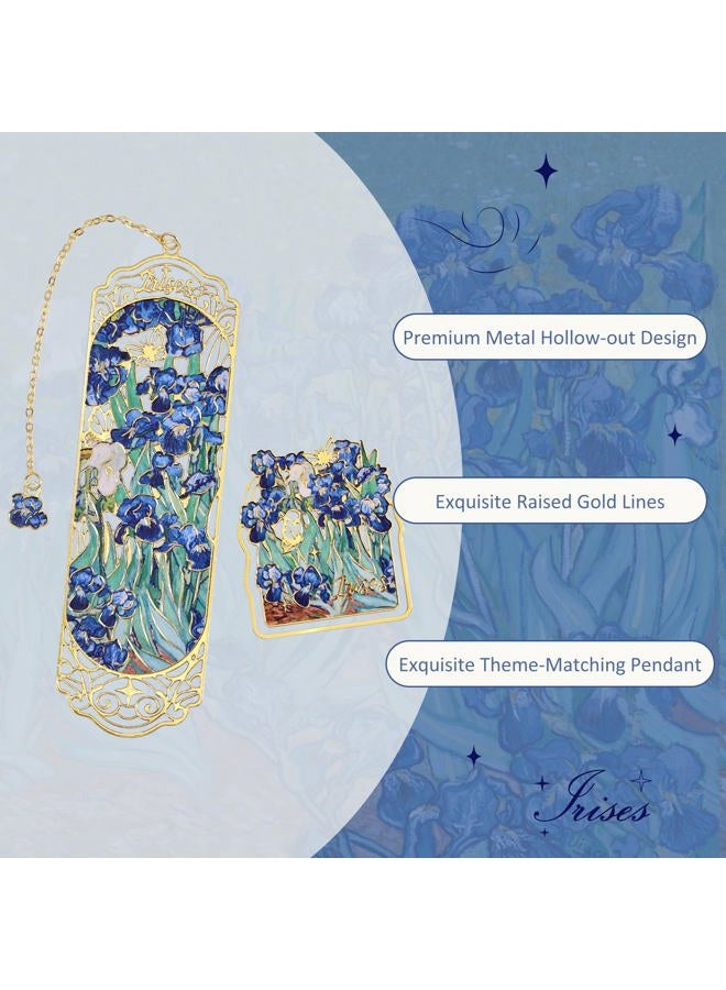 emmoolife Luxury Metal Bookmark & Book Clip Gift Set, Oil Painting Themed Irises, 1 Bookmark with Pendant + 1 Book Clip, Elegant Christmas New Year Gift Box for Women Book Lovers Writers Readers Teenage - Image 5
