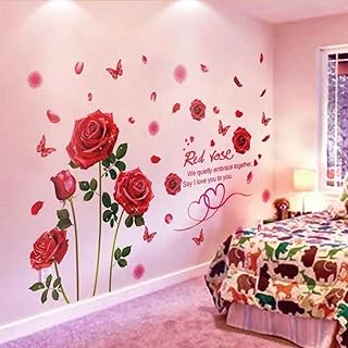 Esmee Rose Flowers Wall Decals Removable DIY Flower Art Decor Wall Stickers Murals for Living Room TV Background - Image 1