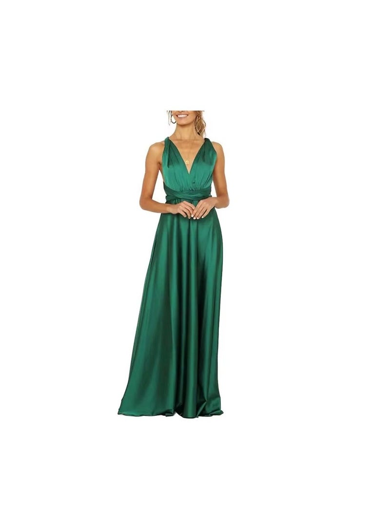 1-Piece Women's Deep V Neck Backless Party Dresses,Multi-Way Wrap Cocktail Evening Party Prom Dress,Size S,Colour Green - Image 1