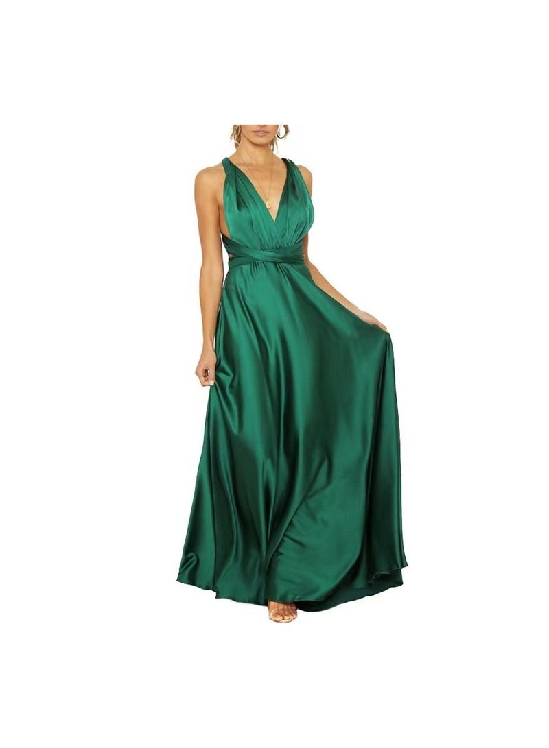 1-Piece Women's Deep V Neck Backless Party Dresses,Multi-Way Wrap Cocktail Evening Party Prom Dress,Size S,Colour Green - Image 5
