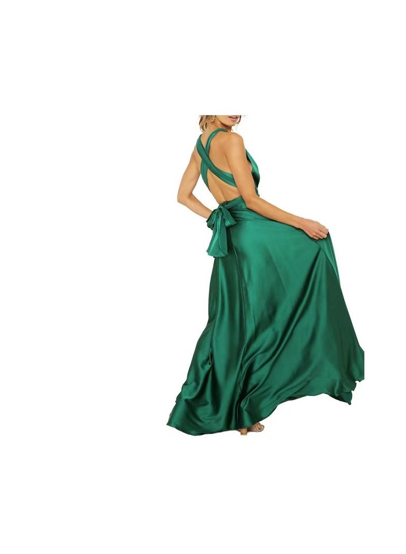 1-Piece Women's Deep V Neck Backless Party Dresses,Multi-Way Wrap Cocktail Evening Party Prom Dress,Size S,Colour Green - Image 4