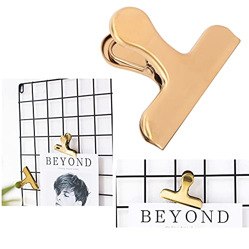 Fdit Brass Vintage Retro Clip Bill Holder with Stainless Steel - Golden T Clip - Image 2