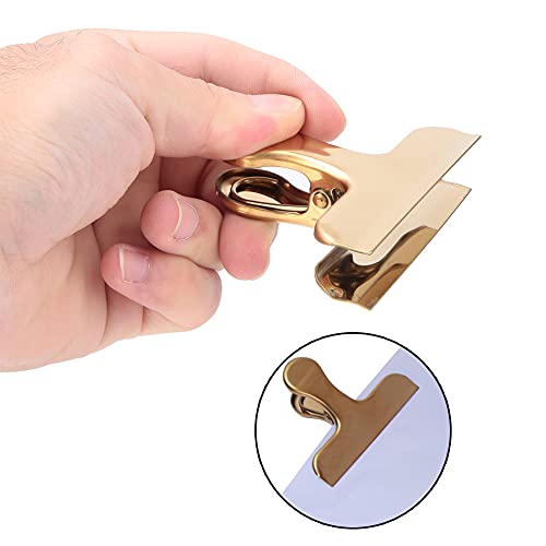 Fdit Brass Vintage Retro Clip Bill Holder with Stainless Steel - Golden T Clip - Image 3