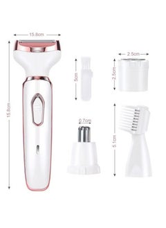 Lady Electric Shaver, Cordless 4 in 1 Electric Shaver for Women, Rechargeable Painless Electric Razor, Bikini Trimmer Wet and Dry Hair Removal, for Face Legs Underarm Nose and Eyebrow