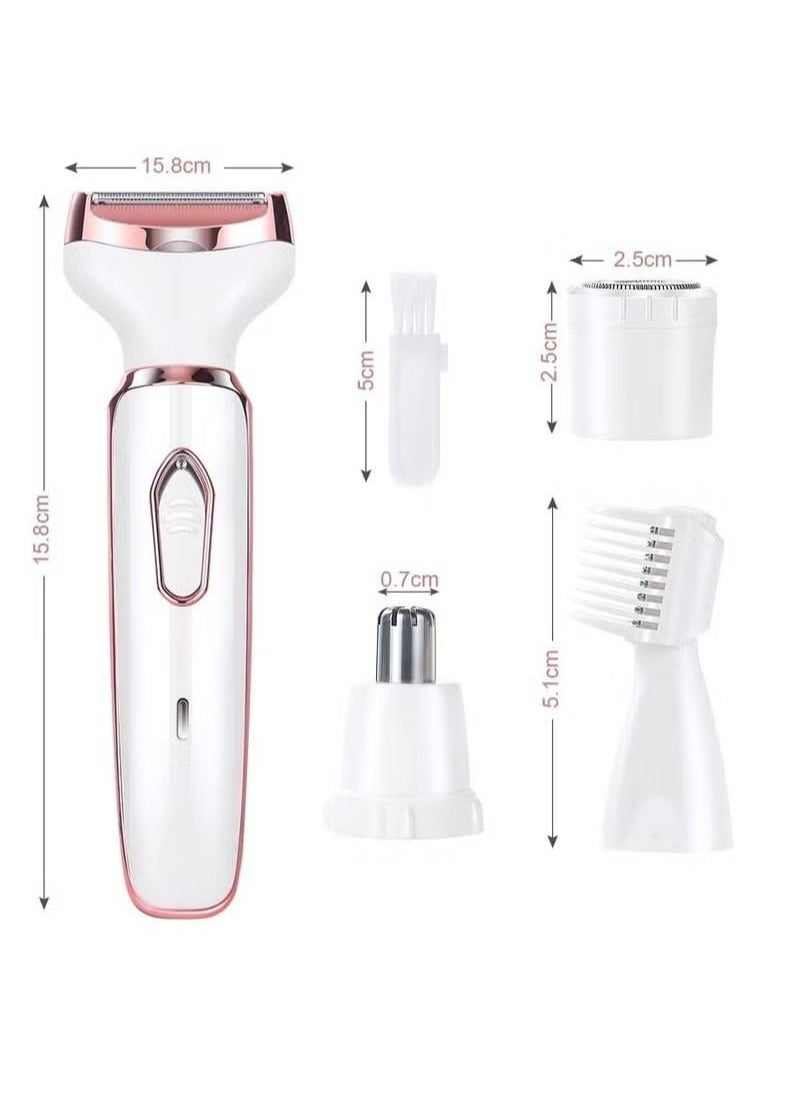 Generic - Lady Electric Shaver, Cordless 4 in 1 Electric Shaver for Women, Rechargeable Painless Electric Razor, Bikini Trimmer Wet and Dry Hair Removal, for Face Legs Underarm Nose and Eyebrow - Image 1