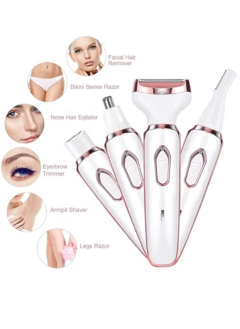 Generic - Lady Electric Shaver, Cordless 4 in 1 Electric Shaver for Women, Rechargeable Painless Electric Razor, Bikini Trimmer Wet and Dry Hair Removal, for Face Legs Underarm Nose and Eyebrow - Image 1