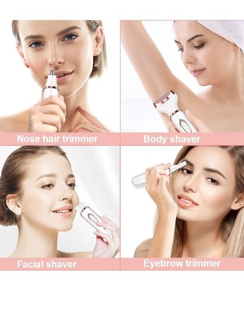 Generic - Lady Electric Shaver, Cordless 4 in 1 Electric Shaver for Women, Rechargeable Painless Electric Razor, Bikini Trimmer Wet and Dry Hair Removal, for Face Legs Underarm Nose and Eyebrow - Image 1