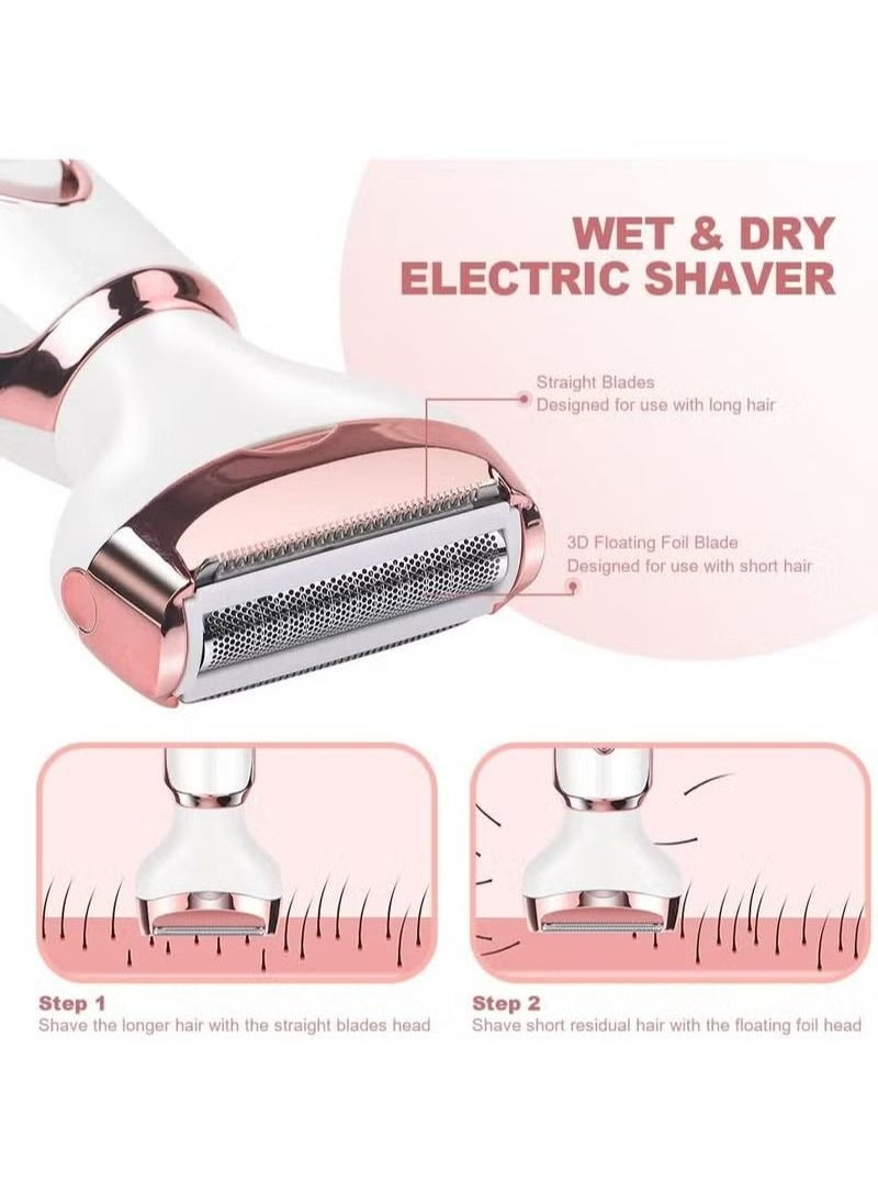 Generic - Lady Electric Shaver, Cordless 4 in 1 Electric Shaver for Women, Rechargeable Painless Electric Razor, Bikini Trimmer Wet and Dry Hair Removal, for Face Legs Underarm Nose and Eyebrow - Image 1