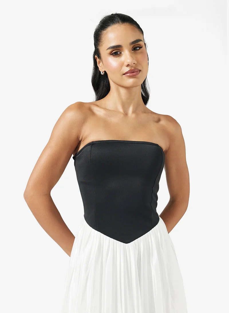 Ginger Bandeau Monochrome Dropwaist Dress