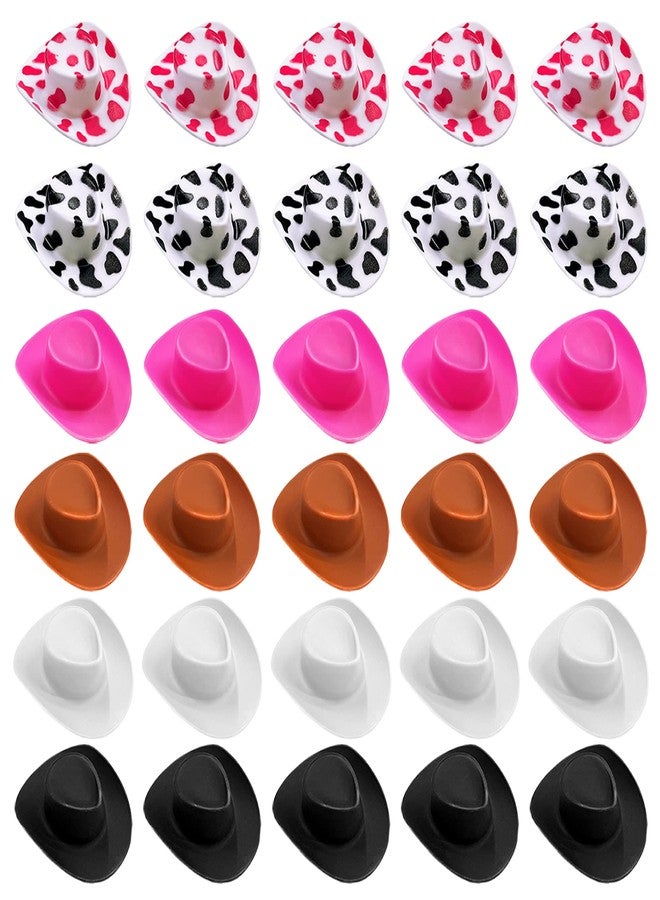 PPXMEEUDC 30PCS Plastic Mini Western Cowboy Cowgirl Hat Cute Miniature Hat for Party Accessories Toy Doll Dress Up Play House Games - Image 1