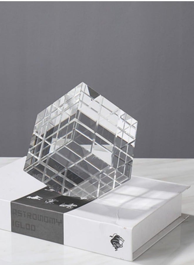 Minimalism Transparent Geometric Square Crystal Magic Cube Statue Desk Decoration Glass Magic Cube Sculpture Crafts Ornaments 10cm - Image 1